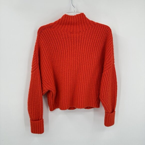 MAEVE ANTHROPOLOGIE ATHENA cowl neck sweater cropped ribbed wool alpaca red XS - Picture 5 of 9